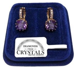 Cerchio Punto Luce Orecchini pl. Oro Giallo 18K con Cristalli Zirconi Viola - Foto 1 di 4