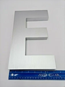 New 12"X 1" thick Heavy Cast aluminum brushed finish Helvetica "E" w/ template - Picture 1 of 8