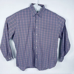 Camisa para hombre Peter Millar a cuadros a cuadros XL con botones púrpura naranja - Imagen 1 de 5