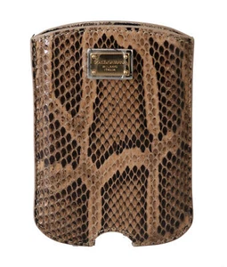DOLCE & GABBANA Phone Case Cover Brown Leather Snakeskin Sock Universal $300 - Picture 1 of 7