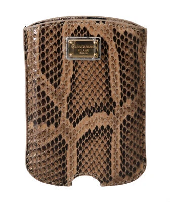 DOLCE & GABBANA Phone Case Cover Brown Leather Snakeskin Sock Universal $300 - Image 1 of 4