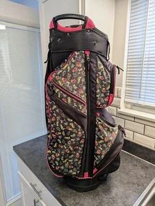 DATREK COCKTAILS BLK/PINK Cart Golf Bag ⛳ 14-Way Divider | Cooler - Picture 1 of 8