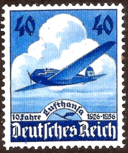 Nazi Germany 1936 Lufthansa Heinkel He 70 "Blitz" Aircraft Aviation stamp MNH - Picture 1 of 1