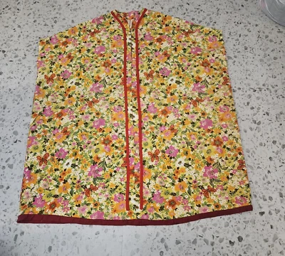 VTG 70s Multicolor Floral Butterfly Muumuu House Dress Women's XL Plus Size - Image 1 of 4