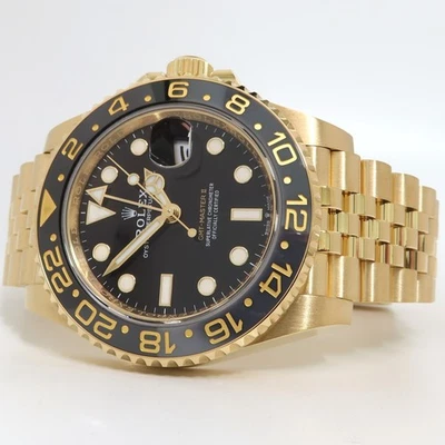 Rolex GMT-Master II oro amarillo sólido de 18 quilates esfera negra Jubilee 40 mm 126718 Grnr Foto 1 de 4