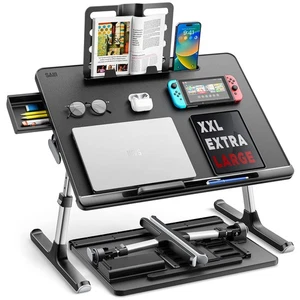 Laptop Bed Tray Desk X-Large Adjustable Foldable with Storage Drawer - Picture 1 of 7