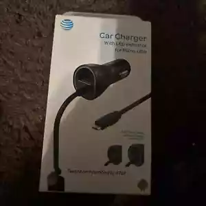 AT&T Micro USB Car Charger LED Indicator Extra USB Port 4.8A - - Picture 1 of 1