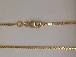 14Kt 14K Yellow Solid Gold 16" 18" 20" 24" 1.0mm Box Necklace Chain Lobster - Picture 1 of 3