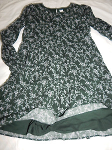 Nwot Gap Girls 10 tiered Corduroy Dress Green Ditsy Floral Lined Dress Lantern S
