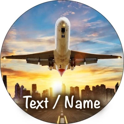 Flugzeug Tortenaufleger Party Deko personalisiert Name essbar Pilot Weltreise - Bild 1 von 4