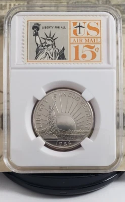 1986-D Statue of Liberty Half Dollar with U.S. Air Mail Stamps - Very Nice! W18 - Image 1 of 4