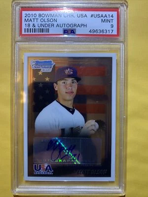 Bowman Crome 2010 EE. UU. Matt Olson novato automático PSA 9 #USAA14, ¡¡En llamas!!! Foto 1 de 2