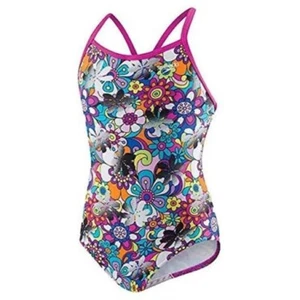 Speedo Girls One-Piece Swimsuit Pop Art Floral Print Size 14 Multi - Picture 1 of 3