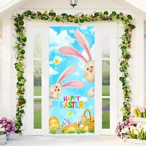 Easter Decorations Bunny Door Cover Happy Easter Door Decorations Cute Bunny Doo - Picture 1 of 12