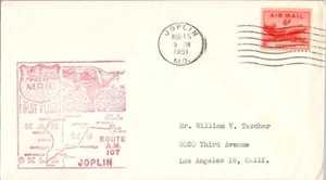 Ozark Airlines First Flight Joplin Missouri - Tulsa Oklahoma - 1951 - Picture 1 of 2