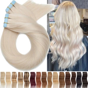 10-60PCS 150g Invisible Tape In Real Remy Human Hair Extensions Skin Weft Thick - Picture 1 of 43