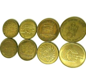 Set 8 Old PUERTO RICO Arcade Game Amusement coin Token Lot Ficha Juego vale - Picture 1 of 8