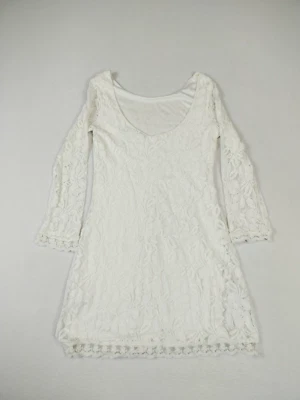 Heart Soul 连衣裙 Midi 中号白色 Cottagecore Prairiecore 花卉 Farmcore 蕾丝 — 第 1/4 张图片