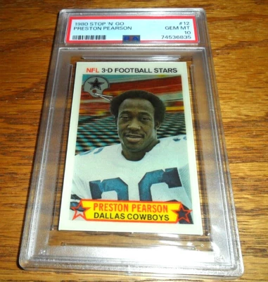 1980 STOP 'N' GO #12 NFL PRESTON PEARSON DALLAS COWBOYS POP 8 GEM MINT PSA 10 - Image 1 of 2