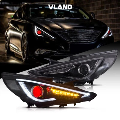 VLAND LED Projector Headlights For 2011-2014 Hyundai Sonata Demon Eye Sequential Foto 1 de 4