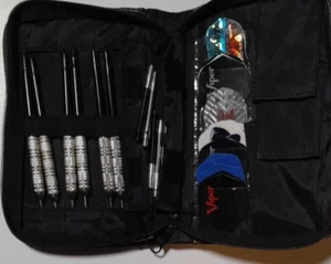 Vintage Accudart Set of 6 Steel Tip Darts 21 Flights Extras & Leather Case - Picture 1 of 8