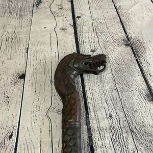 Chinesischer Drache 90 cm Stamm Afrikaner Gehstock Stock handgeschnitzt dunkles Holz - Bild 1 von 10