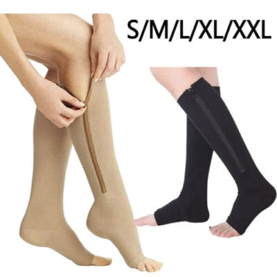 Kompressionsstrümpfe Stützstrümpfe Reißverschluss Kniesocken Thrombose-Schutz - Bild 1 von 4