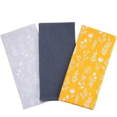 Tea Towels -Pack of 3, 100% Cotton, Kitchen & BBQ Linen, Decorative Retro Meadow - Image 1 of 3