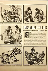 1942 Barse Miller's Soldiers Heroes WWII Sketches Vintage Magazine Prints - Picture 1 of 10