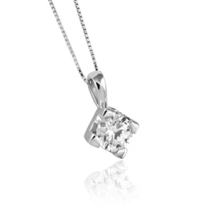 COLLANA PUNTO LUCE ORO BIANCO 18KT 750 DIAMANTE BRILLANTE DONNA COLLIER OR - Foto 1 di 1