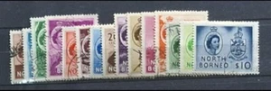 FULL SET OF 15 VALUES NORTH BORNEO 1954 QUEEN ELIZABETH II - Picture 1 of 3