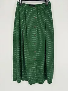 Gonna midi donna Who What Wear verde bianca a pois BUTTON DOWN taglia 2 - Foto 1 di 6