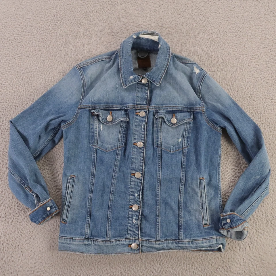Chaqueta Joes Mujer Pequeña Azul Algodón Denim Jean Bolsillos Abotonados Informal Foto 1 de 4