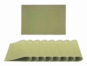 Placemats Set of 8 Green PVC Vinyl Washable Non-Slip Heat Resistant Kitchen - Picture 1 of 4