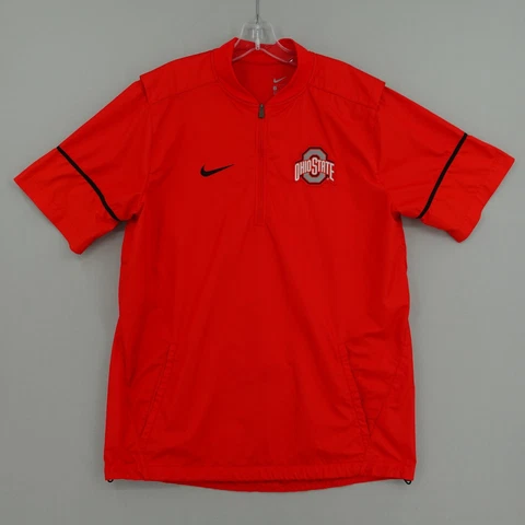 Ohio State Buckeyes Dri Fit 1/4 Zip Pullover Mens Medium Short Sleeve Red Nike Cover
