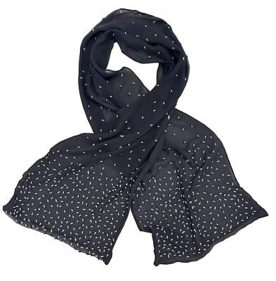 Worth New York Bufanda con Cuentas Negro Seda Cuentas Transparentes 60" x 12" De Colección Foto 1 de 4