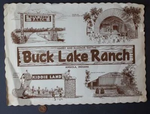 1960s Era Angola Indiana Buck Lake Ranch Kiddie Land placemat Buddy Holly MORE-- - Picture 1 of 1