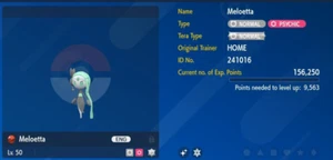 Event Shiny Meloetta Pokémon Home Untouched Scarlet and Violet - Picture 1 of 3