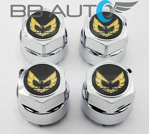 1977-1981 FIREBIRD TRANS AM TA SNOWFLAKE TURBO WHEEL CENTER CAPS GOLD BIRD NEW - Picture 1 of 5