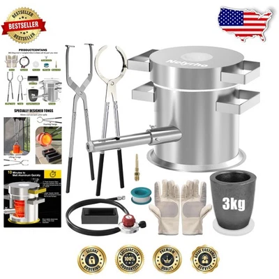 Horno de fusión de propano 3 kg de alta resistencia - 2400 ° F, acero inoxidable, kit todo en uno Foto 1 de 4