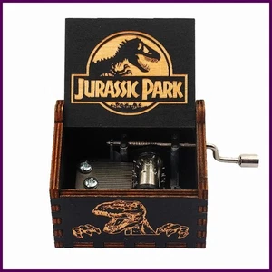 Carillon HOT in legno manovella nero Jurassic Park regali vacanze bambini - Foto 1 di 24