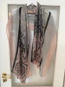 Tuch Schal Rosa Grau Muster Paisley - Bild 1 von 2