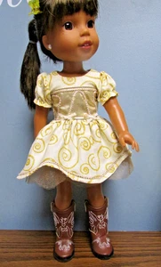 Gold Party Dress Set made to fit 14.5" Wellie Wishers dolls - Picture 1 of 4
