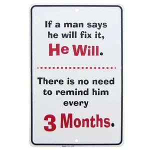 Man Will Fix It Funny Embossed Aluminum Sign Novelty Garage Shop Bar Wall Decor - Picture 1 of 1