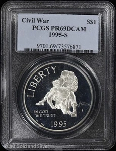 1995-S $1 Proof Civil War Battlefield Commem Silver Dollar PCGS PR 69 DCAM - Picture 1 of 4