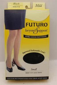FUTURO BEYOND SUPPORT ULTRA SHEER PANTYHOSE SMALL FC 8-15 MM/HG COMPRESSION BLK - Picture 1 of 2