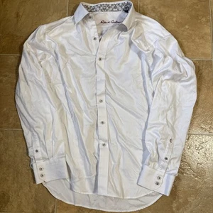 Robert Graham Shirt Men's XXL White Contrast Flip Cuff Geometric Jacquard Print - Picture 1 of 11