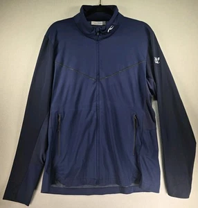 Chaqueta KJUS Barlovento MG15-l09 Para Hombres 50 Azul Cremallera Completa Gorpcore Senderismo Camping Logo - Imagen 1 de 13