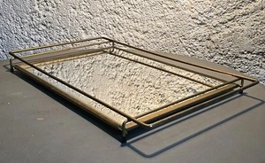 Plateau de service vintage Moderniste Miroir et Métal Cubiste Années 50 60 Fil - Photo 1/8