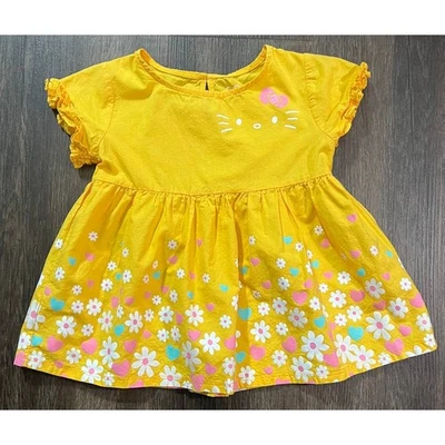 Camisa Hello Kitty amarilla con flores manga corta talla 5 para niñas Foto 1 de 4